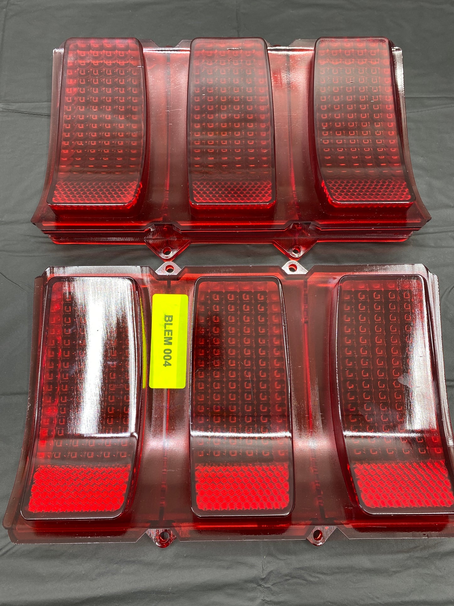 Blemished 1969 Ford Mustang Taillight Lenses OEM Trim Ring Compatible Version