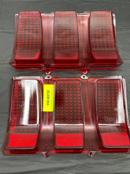 Blemished 1969 Ford Mustang Taillight Lenses OEM Trim Ring Compatible Version