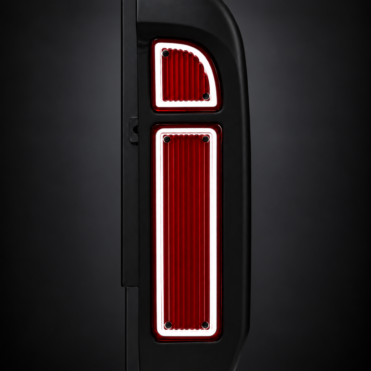 1967-72 Chevy C10 Halo taillights with the white reverse halo lit, by Longs Customs