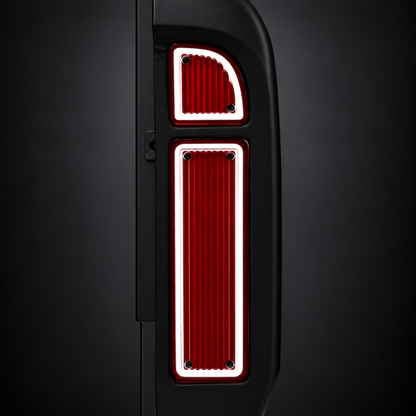 1967-72 Chevy C10 Halo taillights with the white reverse halo lit, by Longs Customs